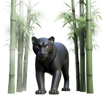vibrant traditional elegant artistic A sleek black panther prowling through a dense bamboo forest, with dappled sunlight filtering through the leaves, in a dramatic, film noir style professional... png