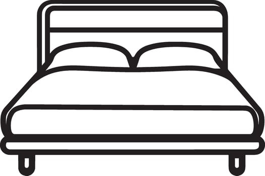 Black outline of a bed icon in a clean, simple design. vector