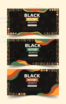 Set of Black History Month Banners with Vibrant Designs, illustration vector