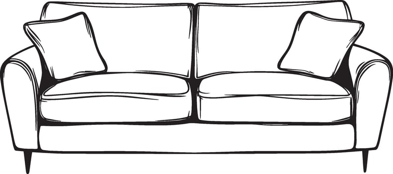 sofa clean simple linear outline black illustration vector