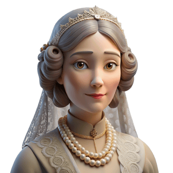 impressive creative vibrant modern An elegant Victorian lady with a lace veil, pearl necklace, and a melancholic expression, lit by soft gaslight, in a vintage photographic style professional detailed png