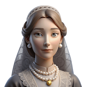elegant traditional elegant artistic An elegant Victorian lady with a lace veil, pearl necklace, and a melancholic expression, lit by soft gaslight, in a vintage photographic style high resolution... png