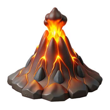 elegant modern magnificent modern A volcano erupting at night, glowing lava, dramatic lighting, realistic style professional high resolution png