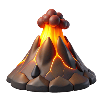 magnificent vintage wonderful rustic A volcano erupting at night, glowing lava, dramatic lighting, realistic style exclusive exclusive png
