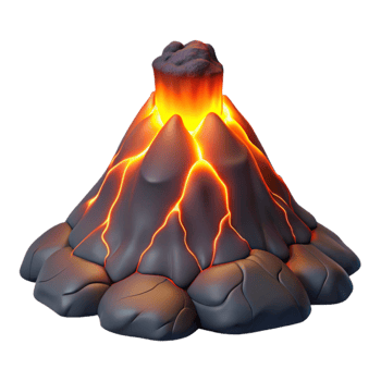 serene contemporary dramatic traditional A volcano erupting at night, glowing lava, dramatic lighting, realistic style original premium png
