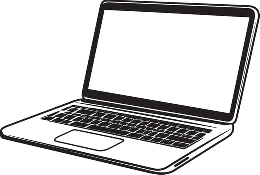 Minimalistic black illustration of a laptop with a linear outline. vector