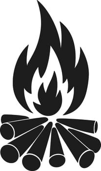 Bonfire - Black Silhouette of Burning Logs vector