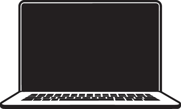Minimalistic black illustration of a laptop symbol. vector