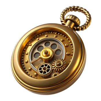 extraordinary rustic serene classic A detailed steampunk pocket watch, intricate gears visible, roman numerals, golden light reflecting off polished brass, photorealistic style high quality detailed png