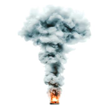 Dramatic Explosion with Dark Smoke and Fire Against png