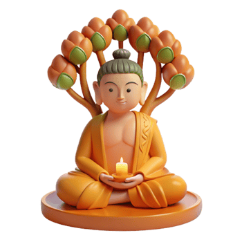 beautiful vintage wonderful contemporary A serene Buddha meditating under the Bodhi tree, soft and warm lighting, traditional Buddhist art style premium original png