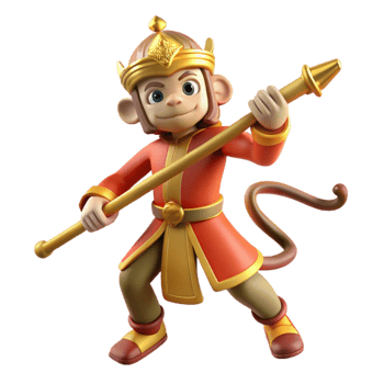 vibrant abstract serene artistic A wise Sun Wukong, the Monkey King, wielding his staff, dynamic and playful, Chinese mythology style exclusive exclusive png