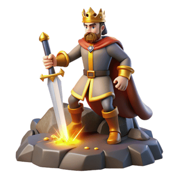 elegant abstract wonderful abstract King Arthur drawing Excalibur from the stone, heroic and dramatic lighting, medieval romance style premium 4K png