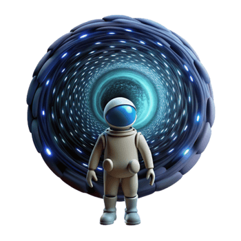 serene minimalist extraordinary minimalist A lone astronaut gazing at a swirling vortex of binary code in deep space, stars faintly visible, digital art style, dimly lit detailed detailed png
