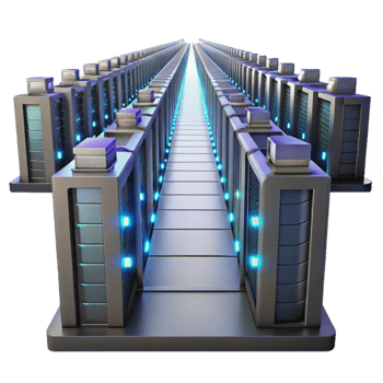 serene abstract extraordinary artistic A giant server farm stretching into infinity, rows of blinking lights, dark and mysterious, sci-fi style authentic exclusive png