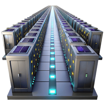 serene contemporary beautiful vintage A giant server farm stretching into infinity, rows of blinking lights, dark and mysterious, sci-fi style 4K exclusive png