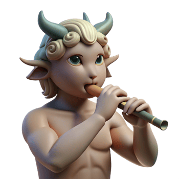 extraordinary vintage magnificent creative A playful satyr playing a flute in a forest clearing, dappled sunlight, Rococo style 4K 4K png