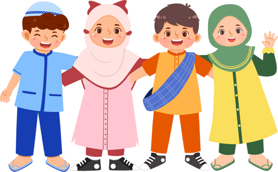 Diverse Muslim Children Celebrate Together png