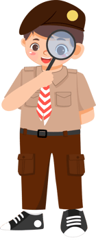 Boy with Scout Uniform Holding Binocular png