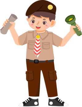 Scout Boy Holding Map and Torch png