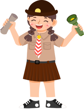 Scout Girl Holding Map and Flash Light png