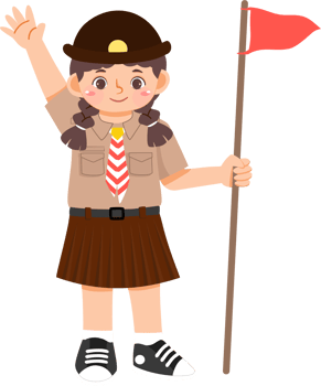 Cheerful Scout Girl Holding Flag png