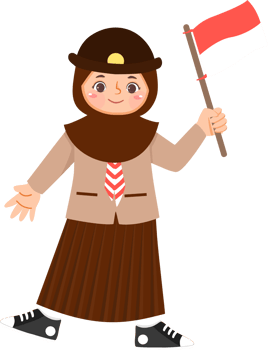 Scout Girl with Hijab Holding Flag png
