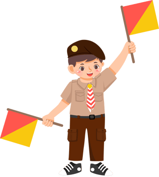 Scout Boy with Semaphore png