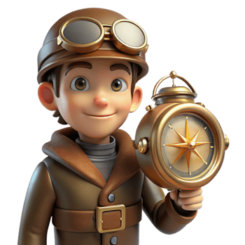 stunning modern impressive classic A lone steampunk explorer in a leather aviator jacket and goggles, gazing at a complex clockwork compass, bathed in the warm glow of a flickering gas lamp... png