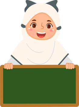 Cute Hijab Girl Holding Blank Sign png