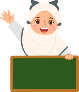 Cheerful Muslim Girl Holding Blank Sign png