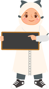 Joyful Muslim Girl Holding Blank Sign png