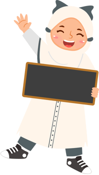 Happy Hijab Girl Holding Blank Board png