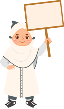 Joyful Hijab Girl Holding Blank Board png