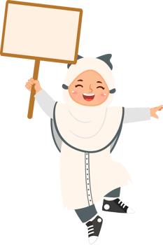 Muslim Girl Holding blank board png