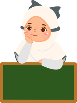 Cute Muslim Girl Holding Blank Board png
