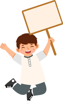 Muslim Boy Jumping with Holding Blank Board png