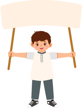 Cheerful Boy Holding Blank Board png
