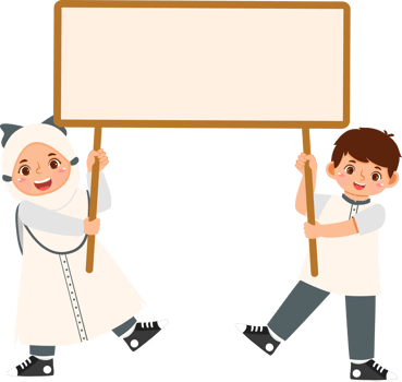 Muslim Children Holding Blank Board png