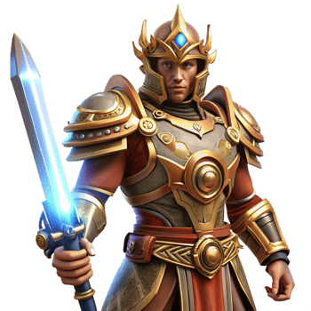 stunning rustic vibrant traditional A steampunk warrior in ornate armor, wielding a glowing energy sword, illuminated by dramatic lighting against a dark background genuine premium png