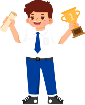 Schoolboy Junior High Student Holding Trophy png