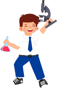 Schoolboy Junior High Student Holding Microscope png