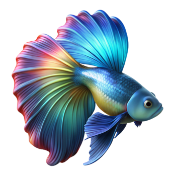 wonderful creative serene modern A pair of fighting betta fish with flowing, colorful fins, illuminated by a single spotlight. Dramatic, macro photography style exclusive high quality png