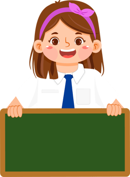 Schoolgirl Junior High Student with Chalkboard png