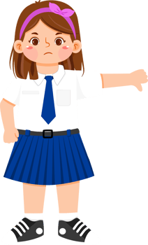 Schoolgirl Junior High Student show thumb down gesture png