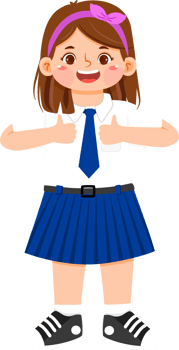 Schoolgirl Junior High Student show Thumbs Up Gesture png