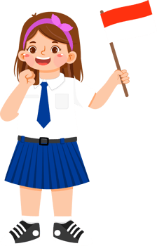 Schoolgirl Junior High Student Holding Flag png