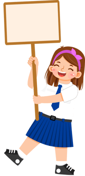 Schoolgirl Junior High Student Holding Banner png