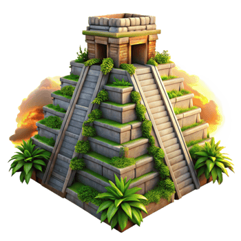 serene classic extraordinary contemporary An ancient Mayan pyramid, intricately carved stone, overgrown with jungle vines, dramatic sunset lighting, hyperrealistic, professional authentic png