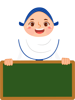 Hijab Girl Junior High School Student Holding Chalkboard png